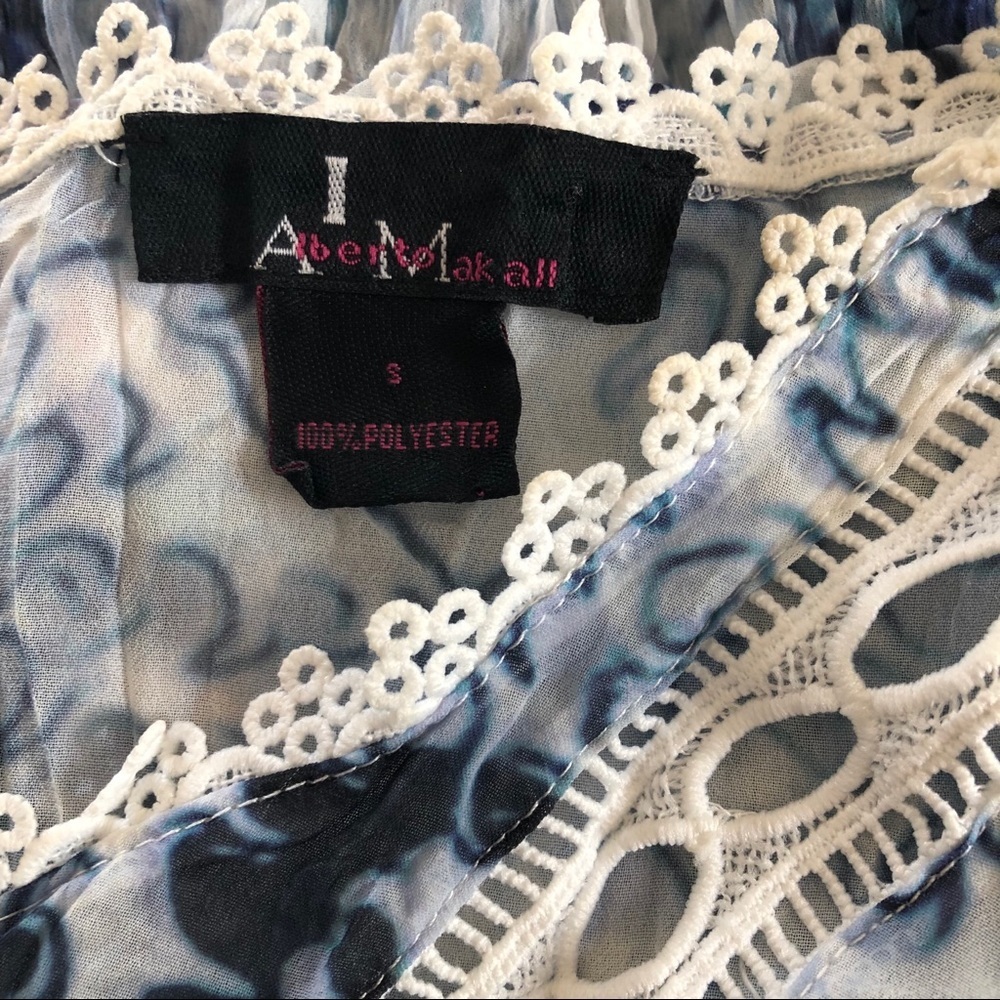 Alberto Makali boho chic accordion 3/4 sleeve Top size Small - Picture 5 of 8